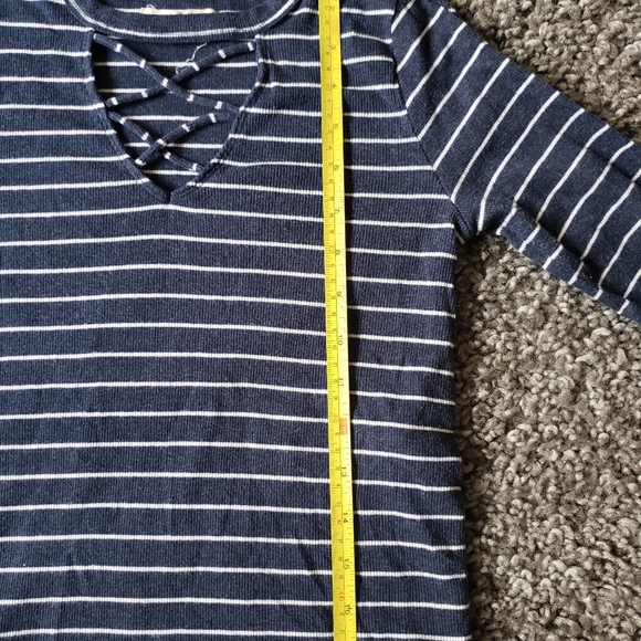 Womens Extra Small Blue and White Stripe Sweater - Picture 5 of 6